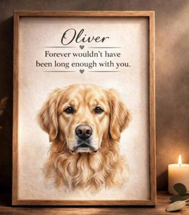 Custom Dog Memorial Photo with Frame